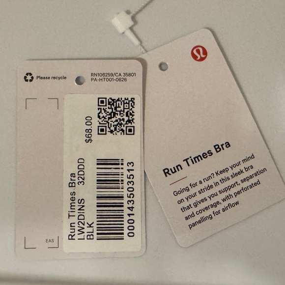 Brand New Black Lululemon Run Times Sports Bra 32DDD - Picture 10 of 11